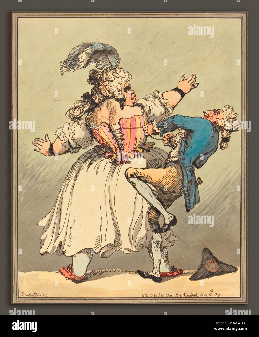 Thomas Rowlandson (British, 1756 - 1827), un po' più stretto, 1791, colorata a mano in attacco. Reinventato da Gibon. Classic reinventato Foto Stock