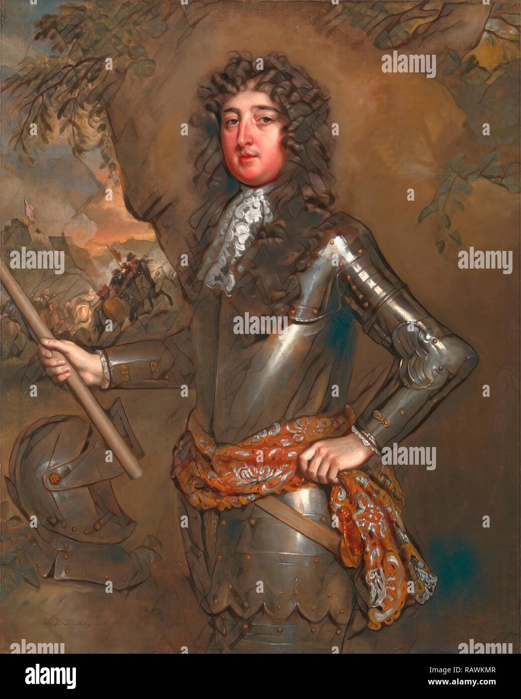 Un uomo sconosciuto, probabilmente il 9o Conte di Derby firmato, in basso a sinistra: "W. Wissing fecit. C24', Willem Wissing, ca. 1656- reinventato Foto Stock