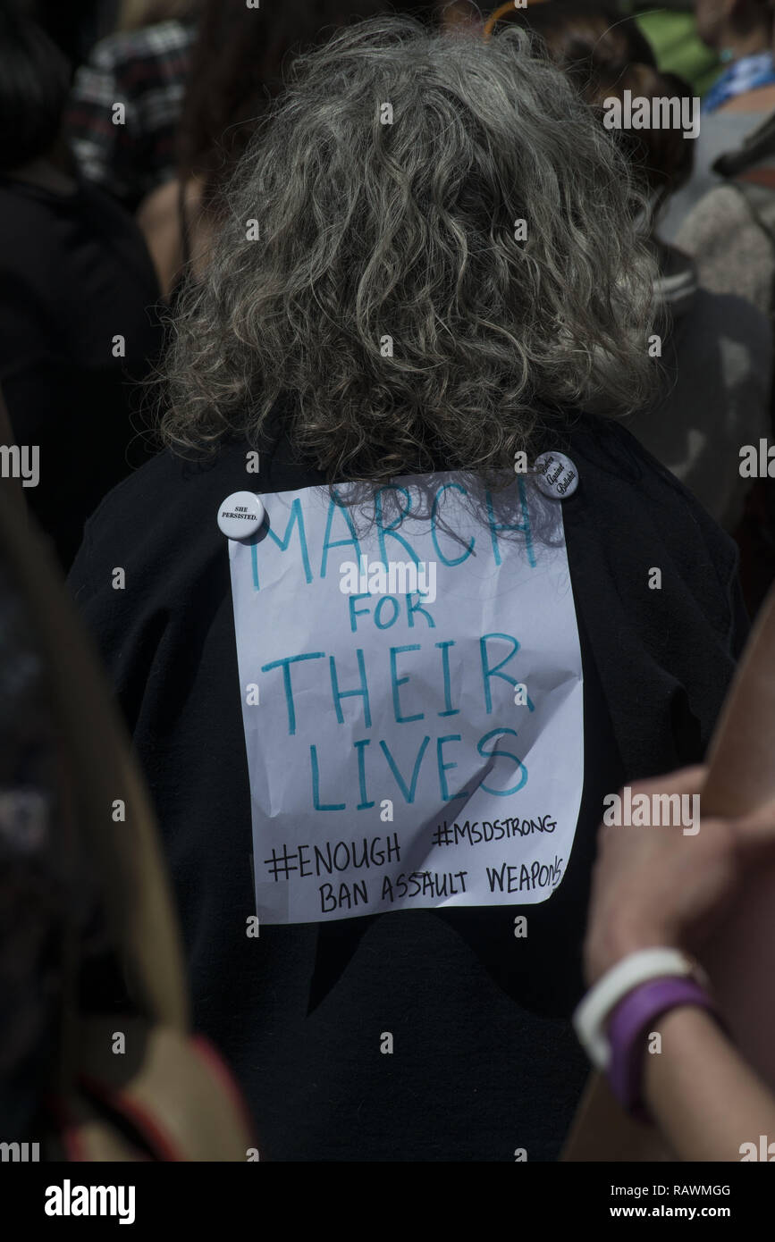 Marzo per la nostra vita della violenza pistola Rally Foto Stock