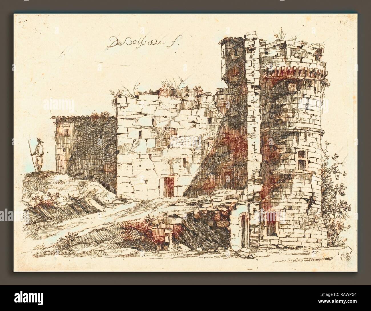 Jean-Jacques de Boissieu (francese, 1736 - 1810), le rovine del castello di Saint-Chamond, Loire, 1759, di attacco su cui reinventato Foto Stock