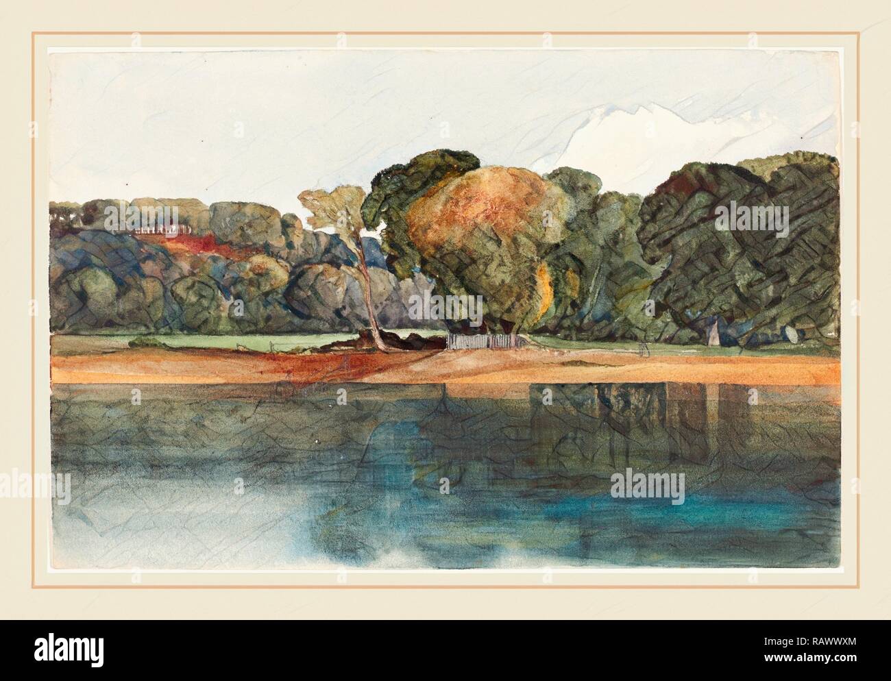 James Bulwer, British (1794-1879), il paesaggio con alberi e acqua, acquarello e grafite. Reinventato Foto Stock