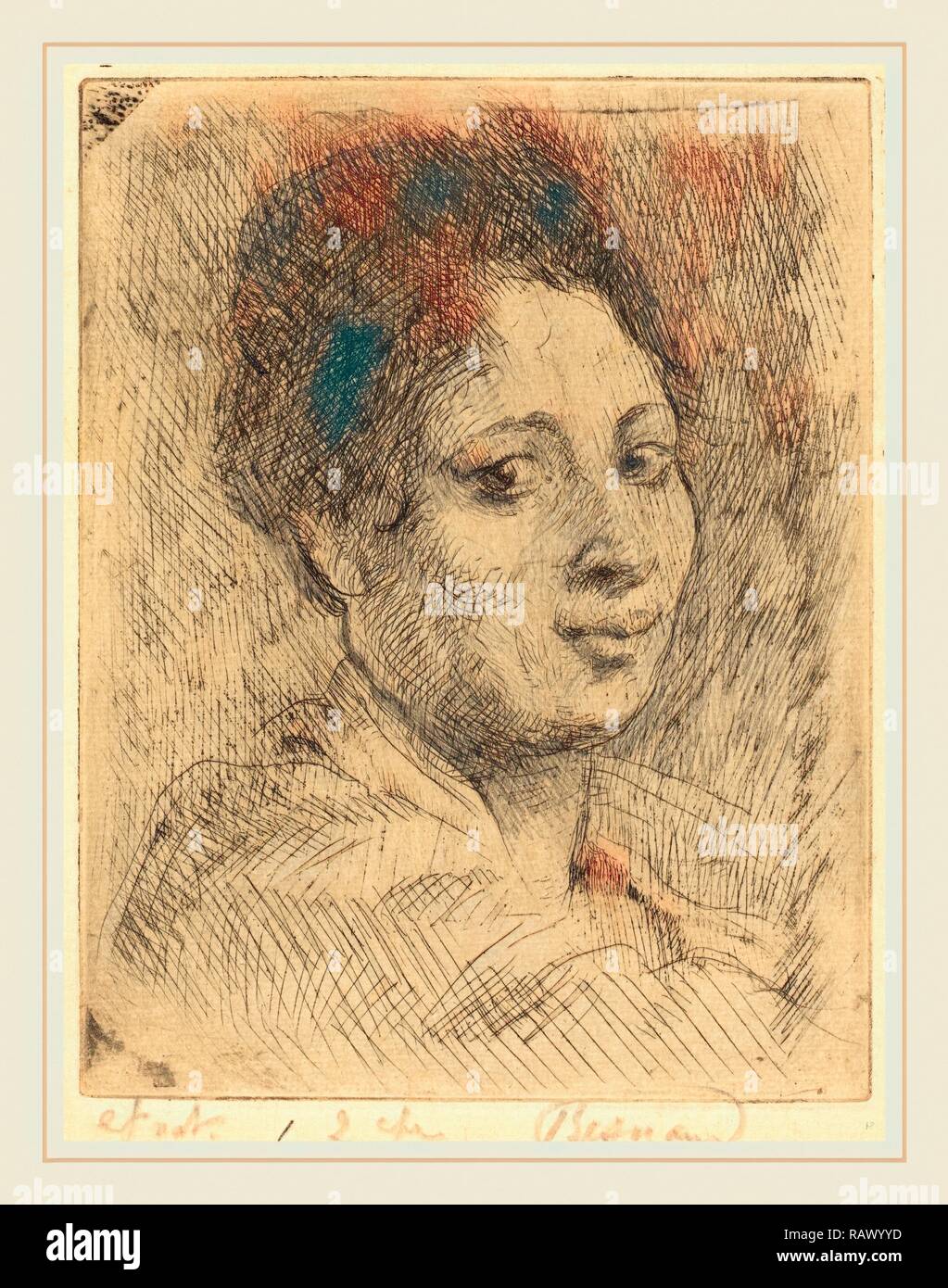 Albert Besnard, Peppina, Francese, 1849-1934, 1919, l'attacco in nero toccato con grafite sulla crema di latte di cui la carta reinventato Foto Stock