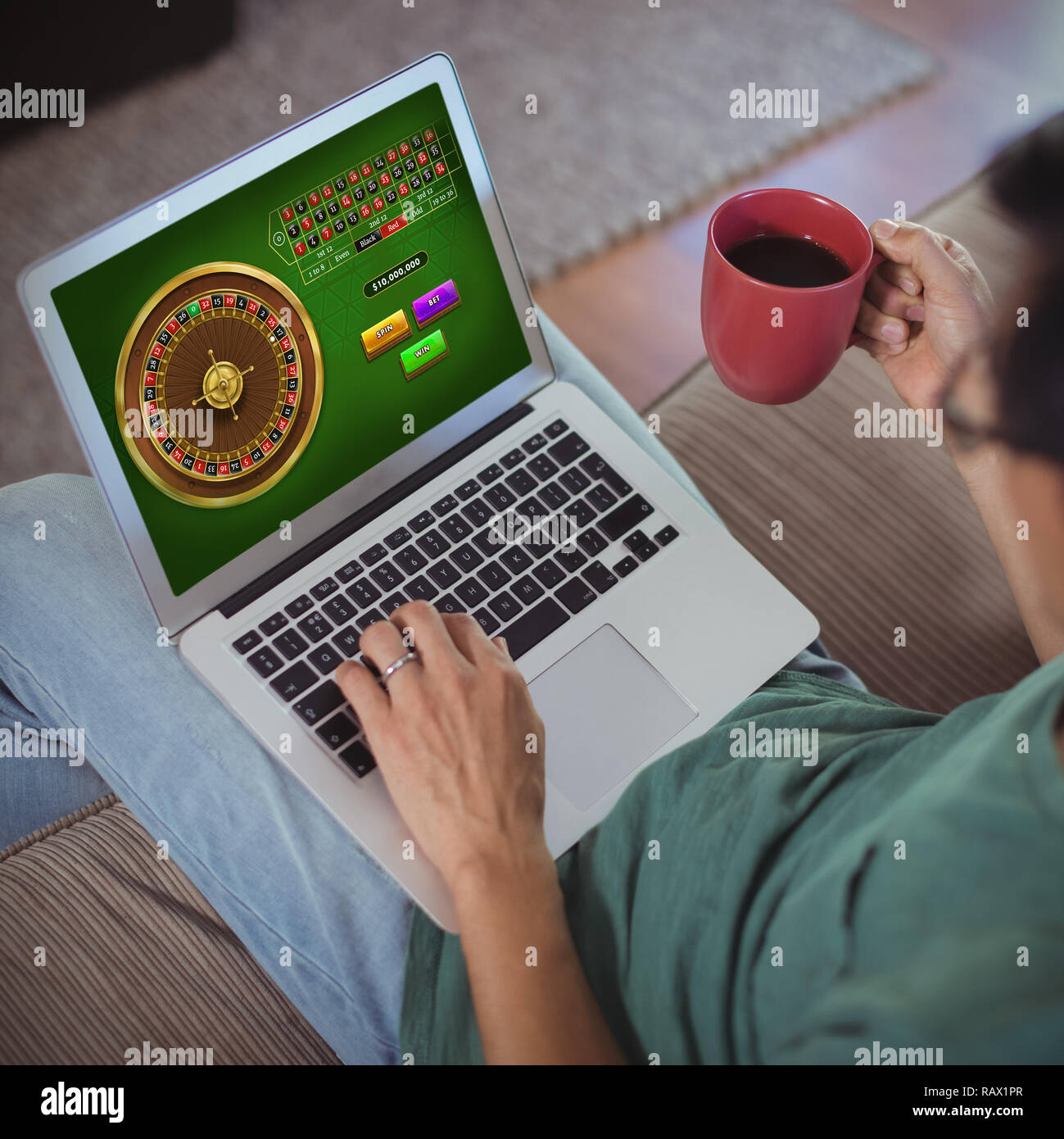 Immagine composita del gioco della roulette online Foto Stock