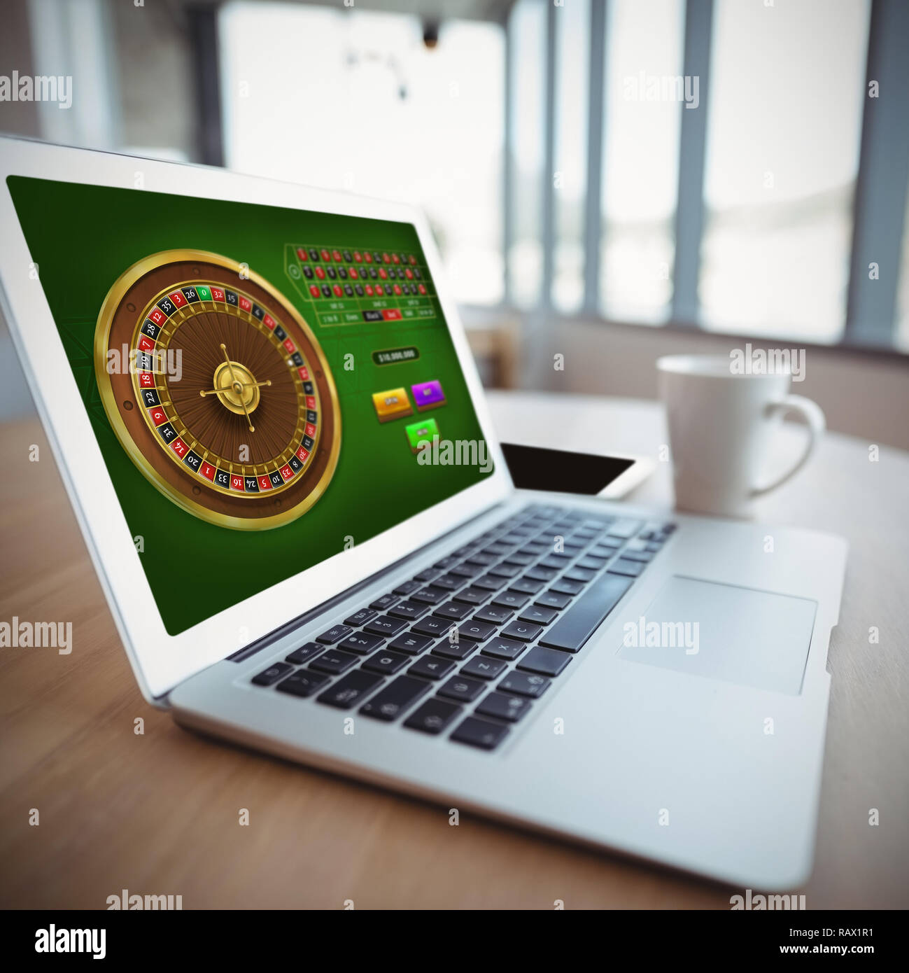 Immagine composita del gioco della roulette online Foto Stock