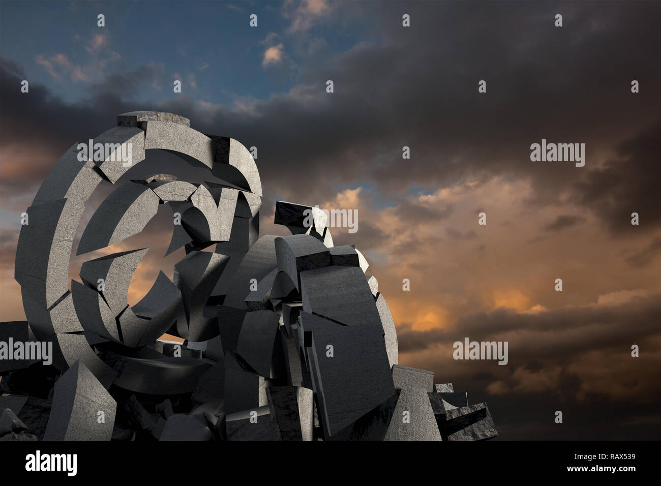 Immagine composita di 3d'immagine composita del danneggiato a firmare con vari simboli Foto Stock