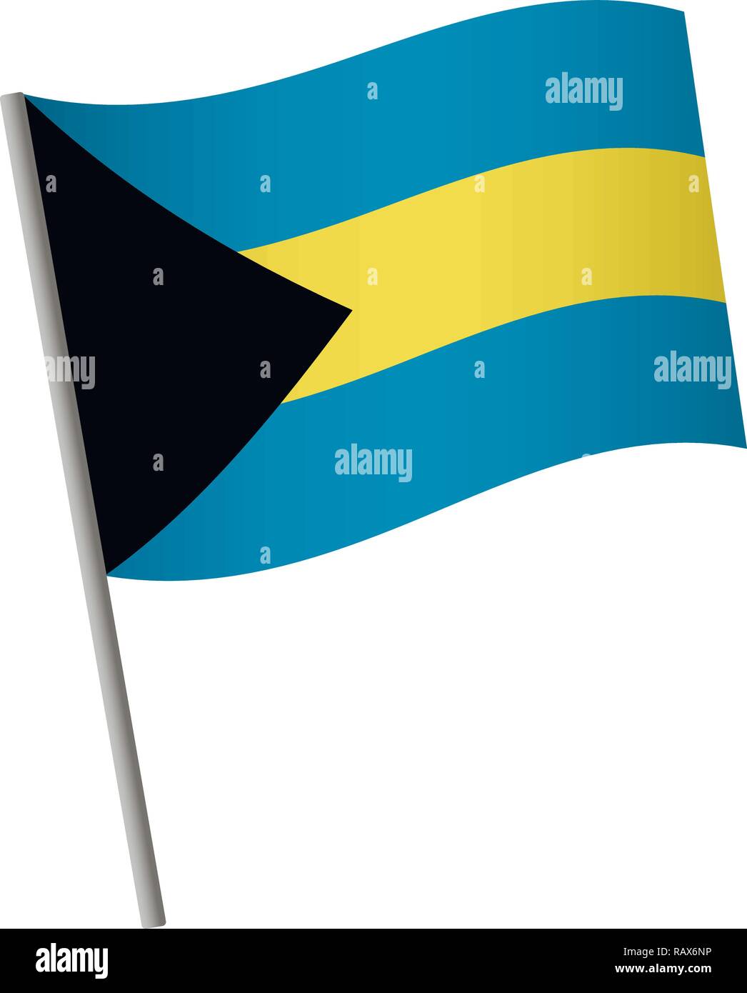 Bahamas icona bandiera. Bandiera nazionale delle Bahamas su un palo illustrazione vettoriale. Illustrazione Vettoriale