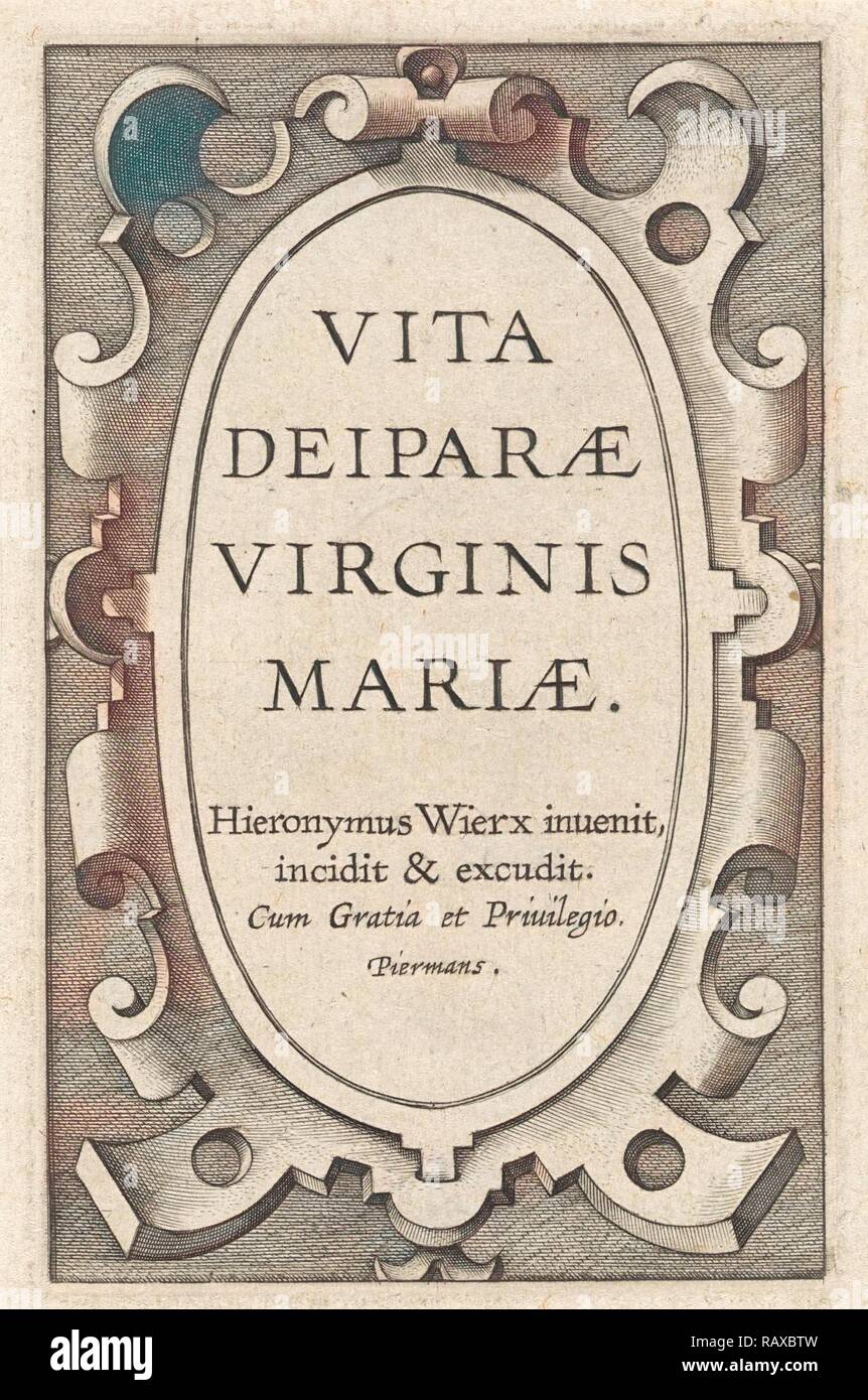 Cartiglio con titolo, Hieronymus WIERIX, 1563 - prima del 1619. Reinventato da Gibon. Arte Classica con un tocco di moderno reinventato Foto Stock