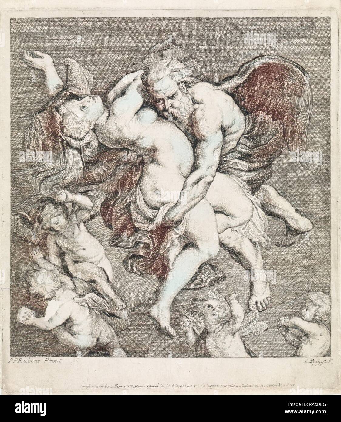 Boreas rapisce Oreithyia, Philippe Lambert Joseph Spruyt, 1747 - 1801. Reinventato da Gibon. Arte Classica con un moderno reinventato Foto Stock