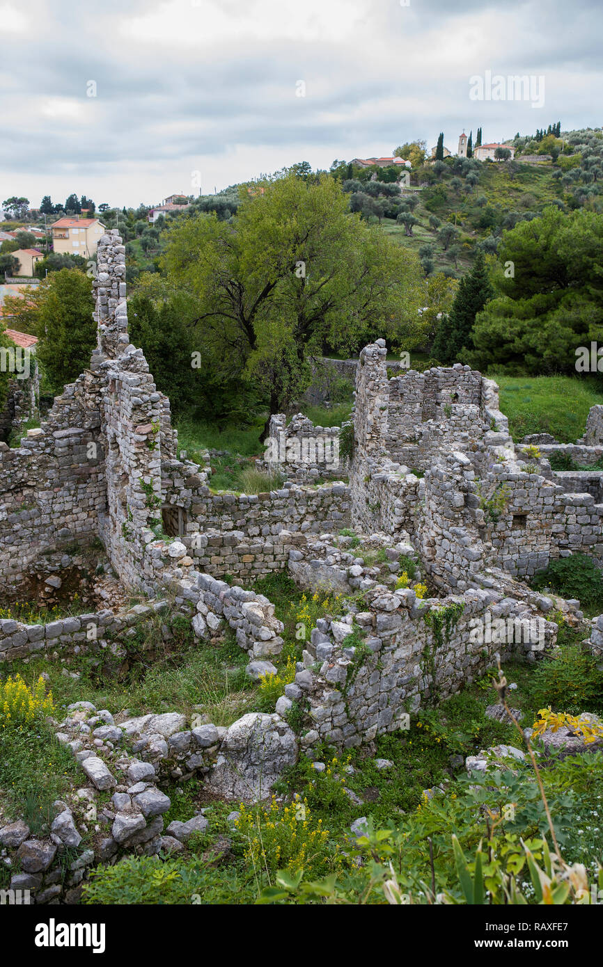 Le rovine della città di Stari Bar, Montenegro Foto Stock