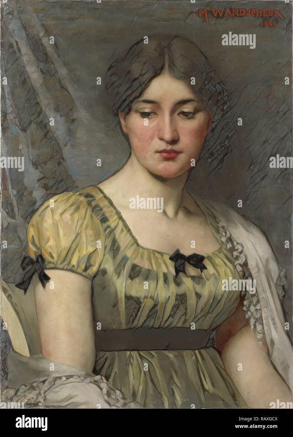 Ritratto di una donna, Marie Wandscheer, 1886. Reinventato da Gibon. Arte Classica con un tocco di moderno reinventato Foto Stock