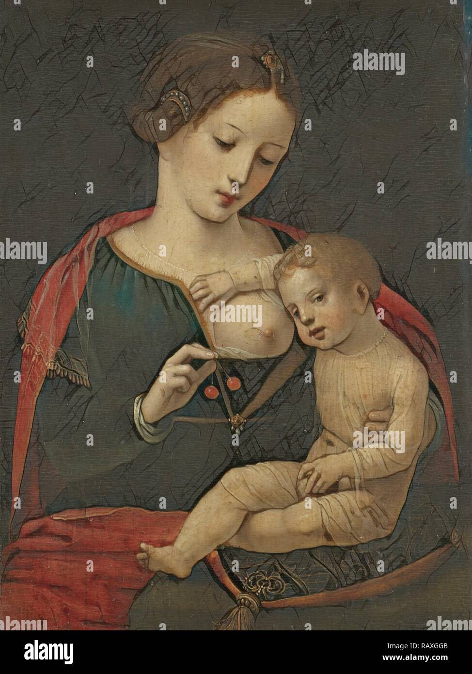 Madonna e Bambino, comandante della metà femmina figure, c. 1520 - c. 1540. Reinventato da Gibon. Arte Classica con un reinventato Foto Stock