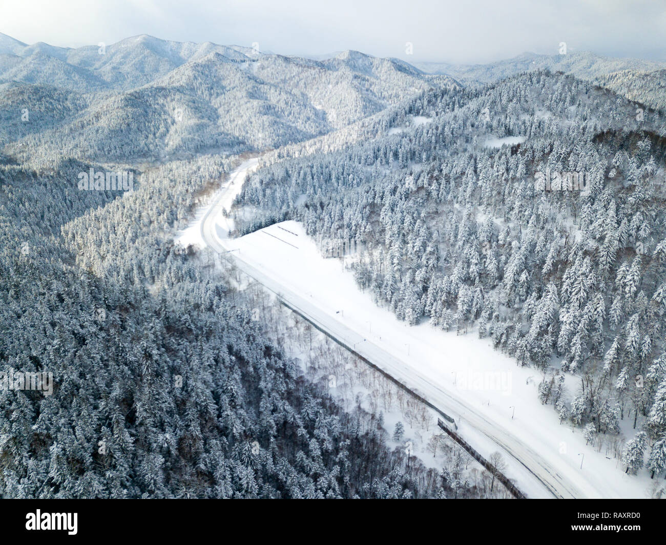 Daisetsuzan national park di Hokkaido in Giappone in inverno Foto Stock