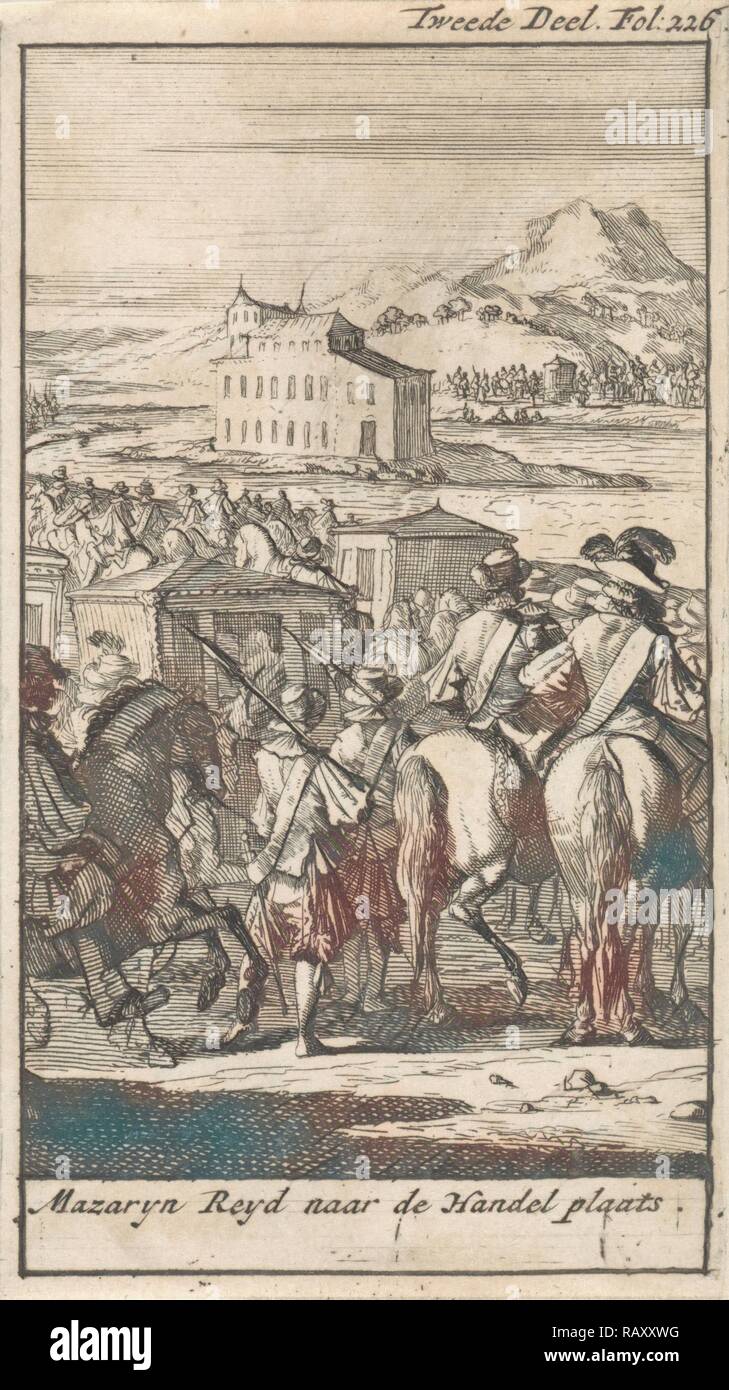 Il cardinale Mazzarino in un carrello sul modo di fagiano Isola, 1659, Spagna, Caspar Luyken, Boudewijn van der Aa, 1699 reinventato Foto Stock