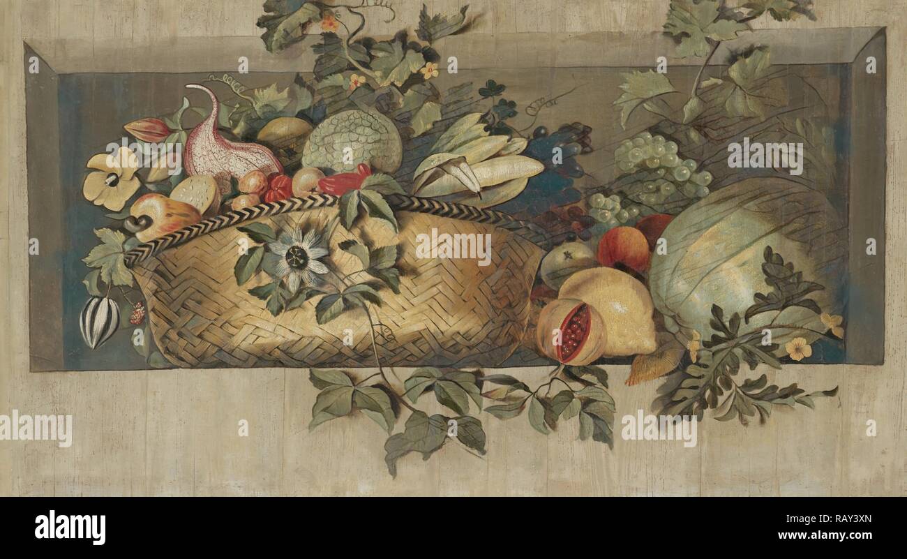 Natura morta con frutta e ghirlande di fiori, Jacob Van Campen, 1645 - 1650. Reinventato da Gibon. Arte Classica con un reinventato Foto Stock