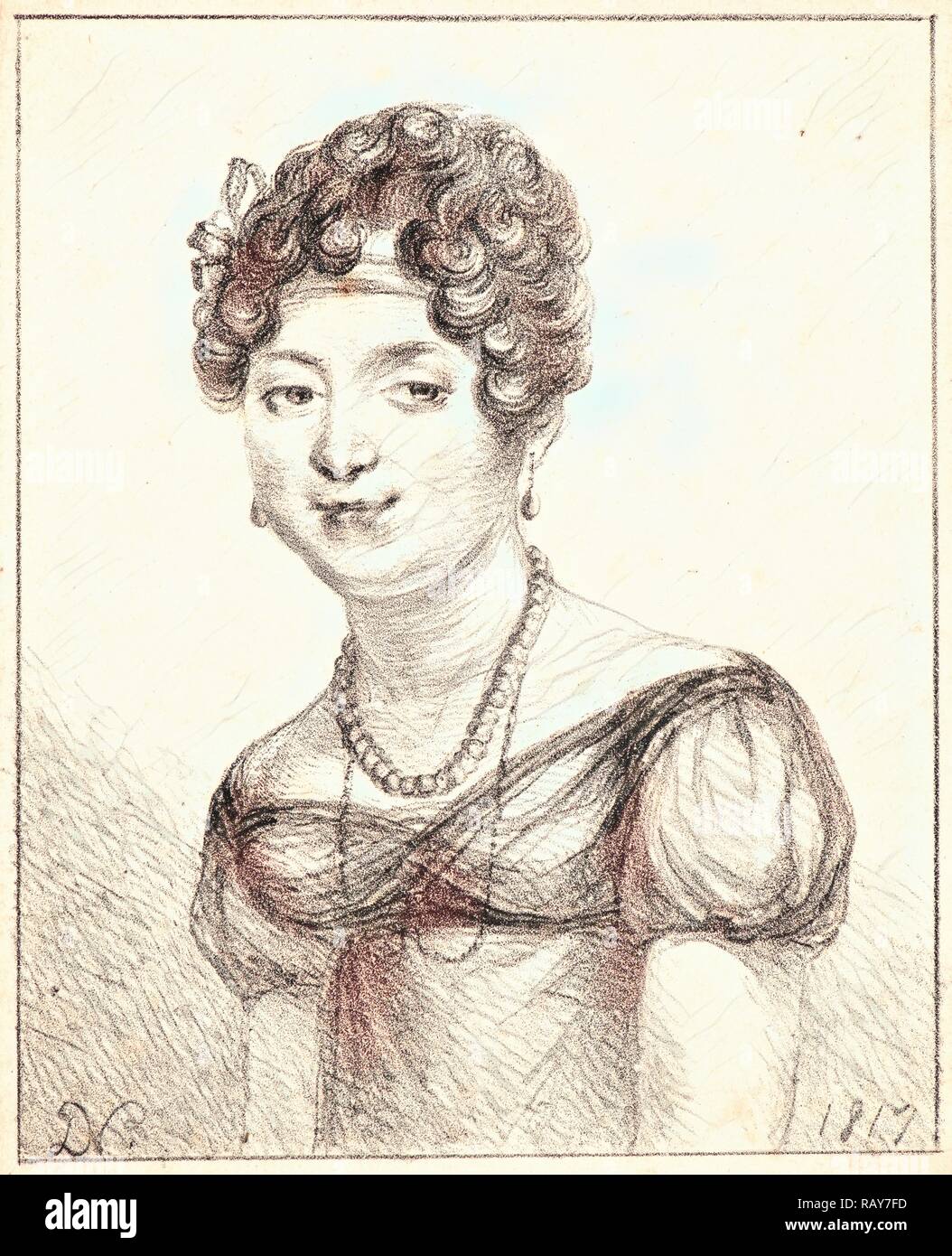 Vivant Denon (aka Dominique Vivant Denon) (francese, 1747 - 1825). Ritratto di una giovane donna, 1817. Litografia su carta velina reinventato Foto Stock
