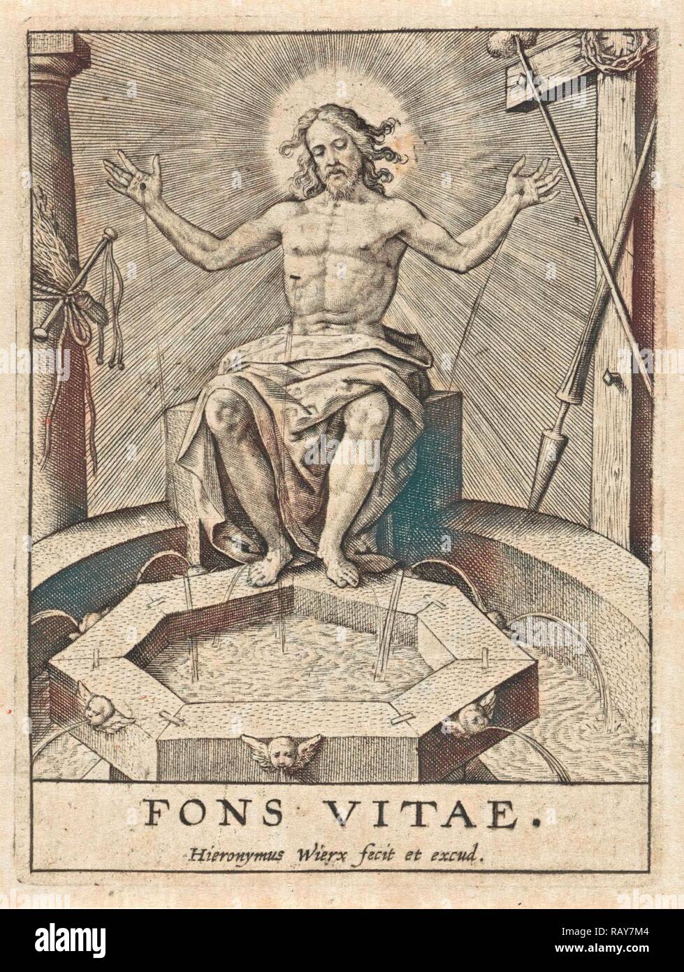 Cristo come fonte di vita (Fons Vitae), Hieronymus WIERIX, 1563 - prima del 1619. Reinventato da Gibon. Arte Classica reinventato Foto Stock