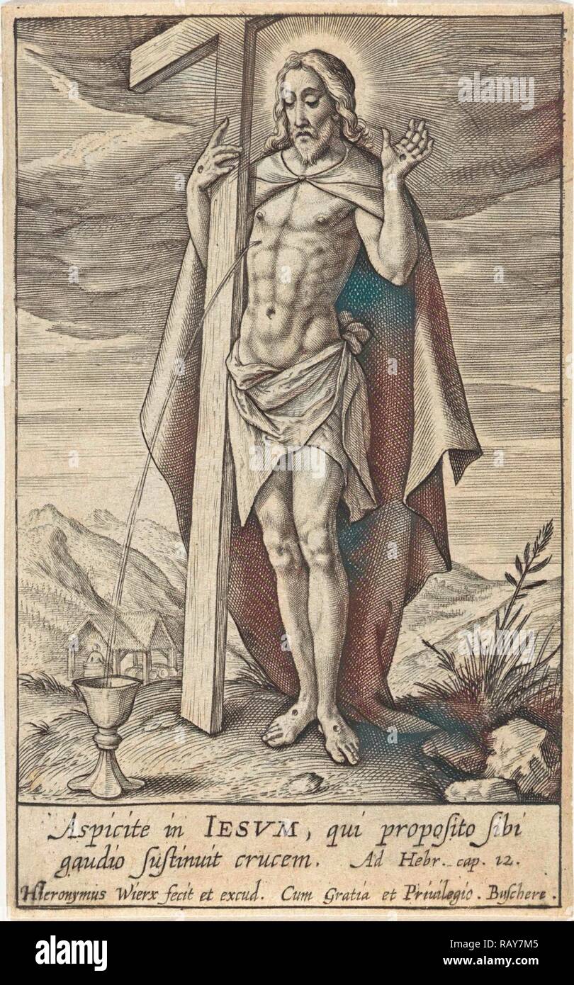 Il sangue di Cristo che scorre nel calice, Hieronymus WIERIX, 1563 - prima del 1619. Reinventato da Gibon. Arte Classica con un reinventato Foto Stock