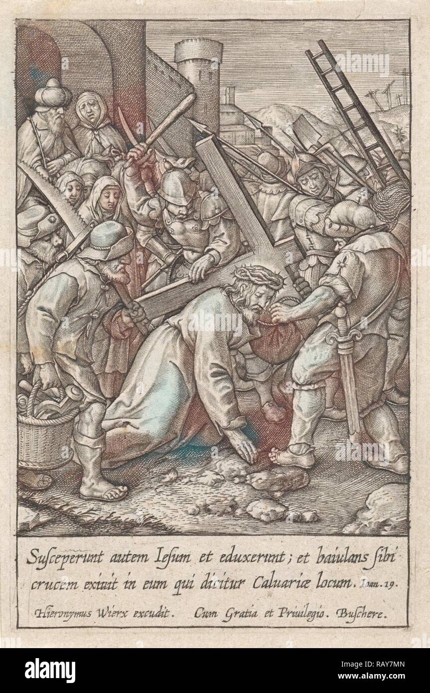 Il trasporto della Croce, Hieronymus WIERIX, 1563 - prima del 1619. Reinventato da Gibon. Arte Classica con un tocco di moderno reinventato Foto Stock