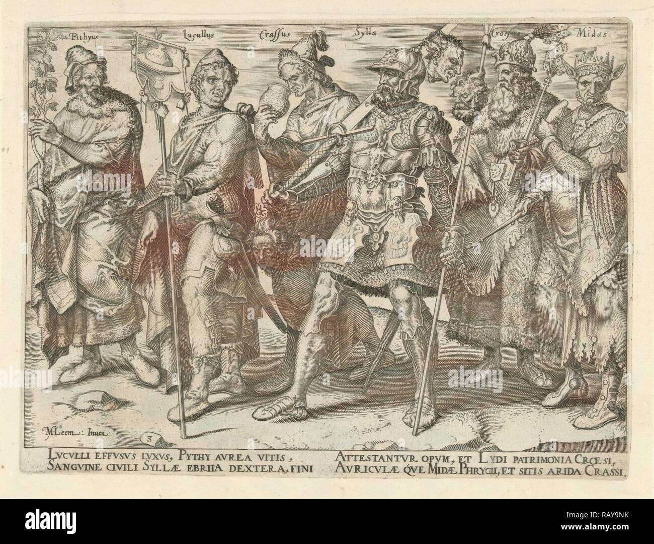 Famosa e famigerata gente ricca, Philips Galle, Hadrianus Junius, 1563. Reinventato da Gibon. Arte Classica con un reinventato Foto Stock