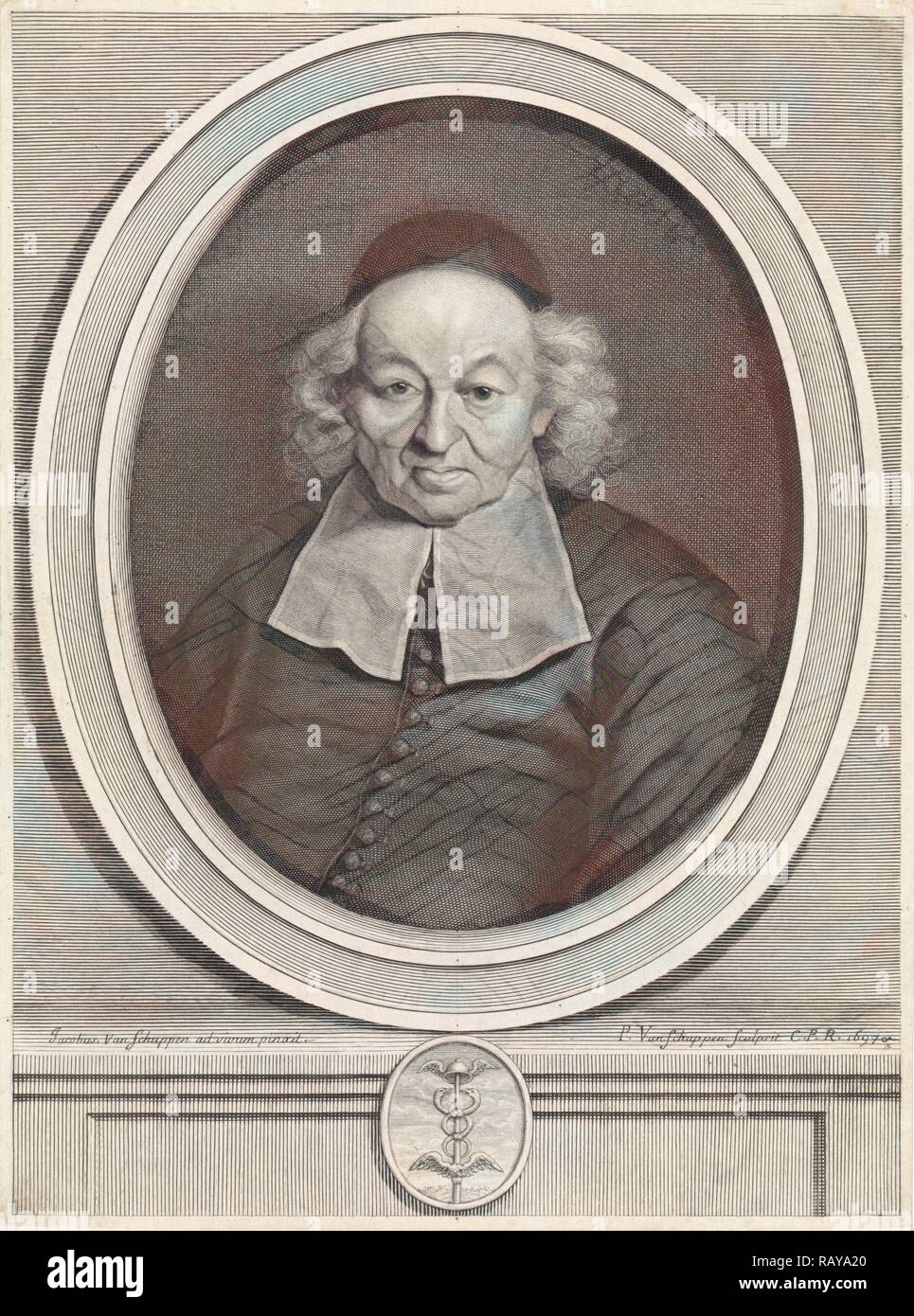 Ritratto di Ismaël Bullialdus, Pieter van Schuppen, Lodewijk XIV (koning van Frankrijk), 1697. Reinventato Foto Stock