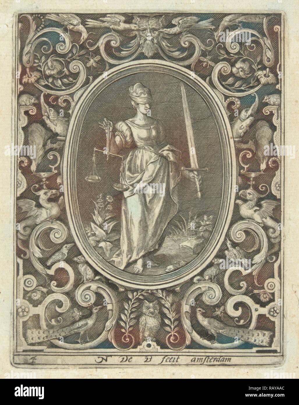Decorazione, stampare maker: Nicolaes De Bruyn, Frederik de Wit, 1581 - 1656. Reinventato da Gibon. Arte Classica con un reinventato Foto Stock