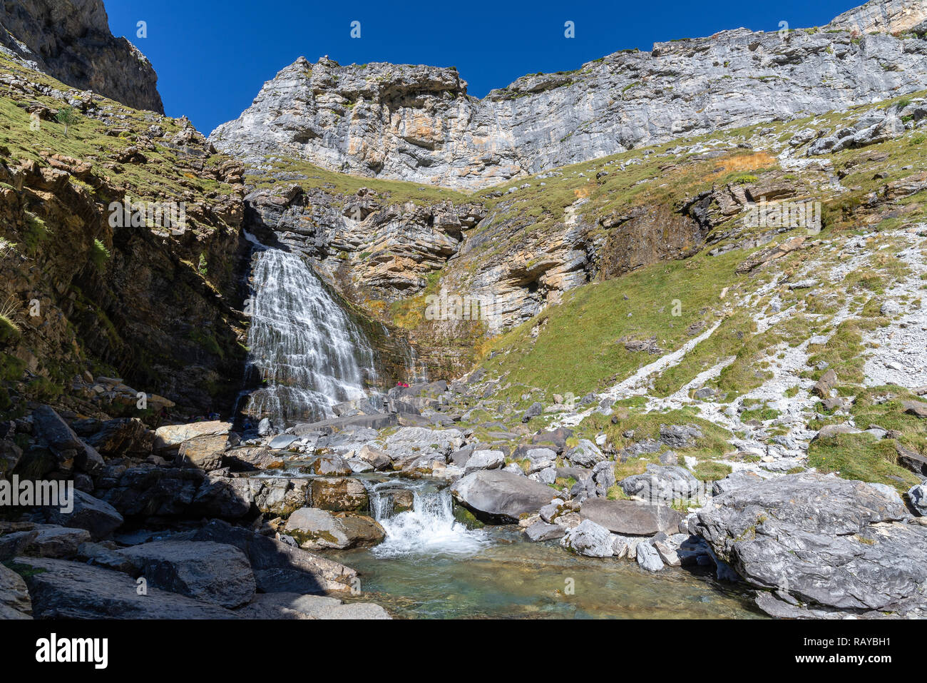 Equiseto cascata in Ordesa National Park, Huesca, Spagna Foto Stock