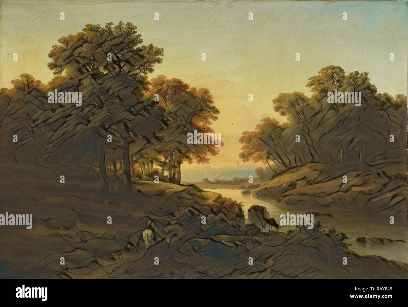 Paesaggio, Alexandre Calame, 1830 - 1845. Reinventato da Gibon. Arte Classica con un tocco di moderno reinventato Foto Stock