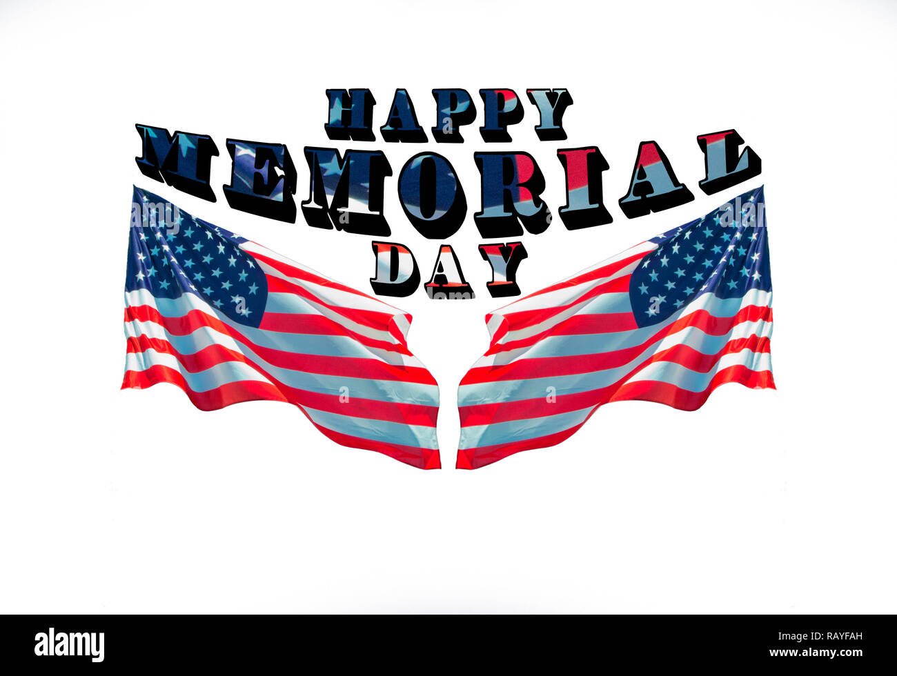 Happy memorial day con due bandierine americane. per gli Stati Uniti le forze armate giorno concept Foto Stock