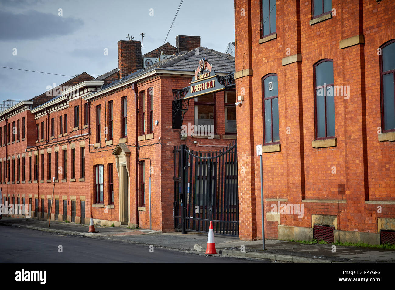 Costruito in mattoni, Joseph Holt brewery Empire Street, Cheetham Foto Stock