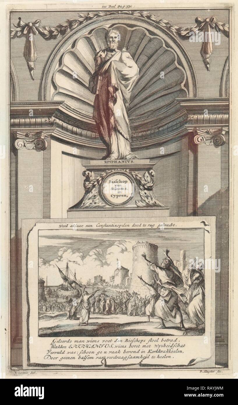 H. Epifanio di Salamina, padre della chiesa, Jan Luyken, Zacharias Chatelain II, Francois Halma, 1698. Reinventato Foto Stock