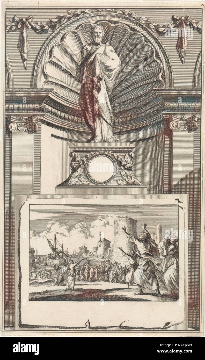 H. Epifanio di Salamina, padre della chiesa, Jan Luyken, Zacharias Chatelain (II), Jan Goeree, 1698. Reinventato Foto Stock