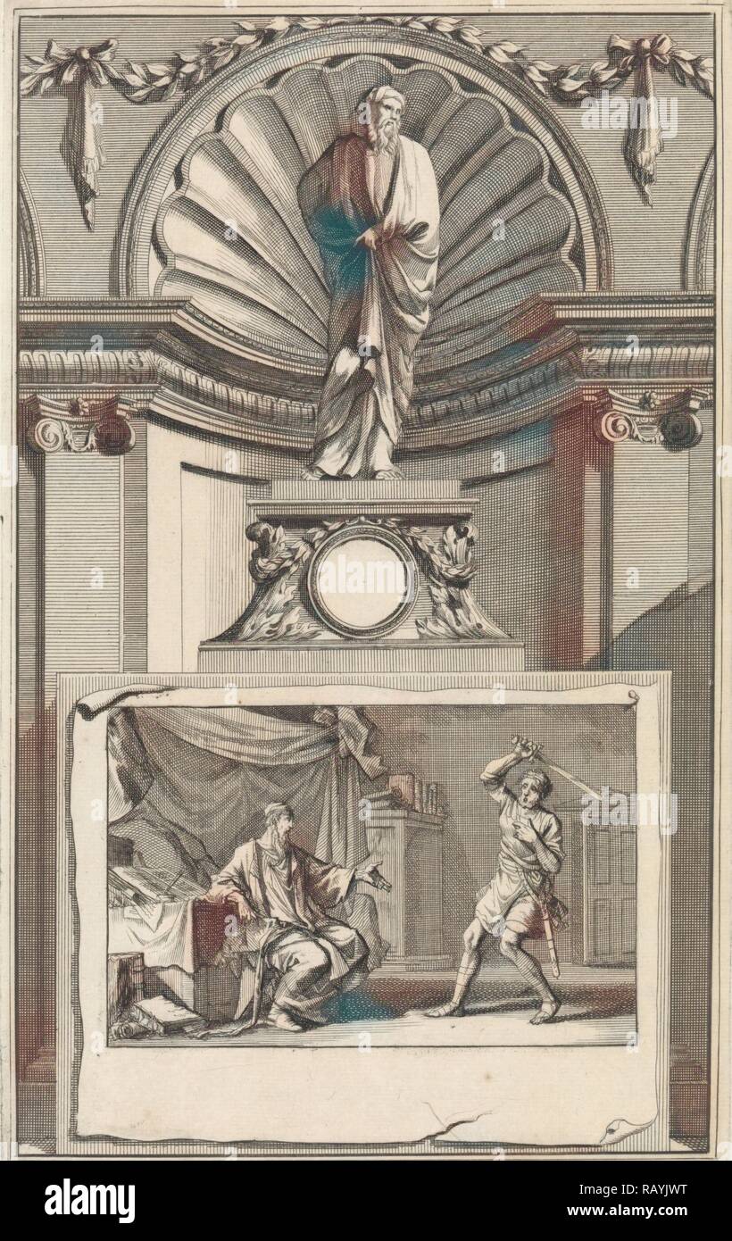 H. Ambrogio di Milano, Padre della Chiesa, Jan Luyken, Zacharias Chatelain (II), Jan Goeree, 1698. Reinventato Foto Stock