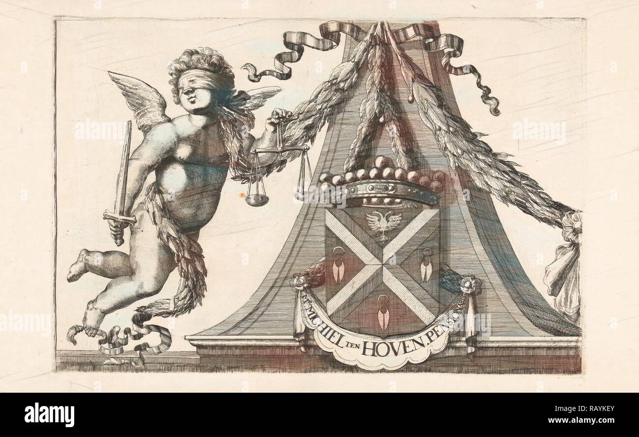 Stemma di Michiel ten Hove, Romeyn de Hooghe, 1688-1689. Reinventato da Gibon. Arte Classica con un tocco di moderno reinventato Foto Stock