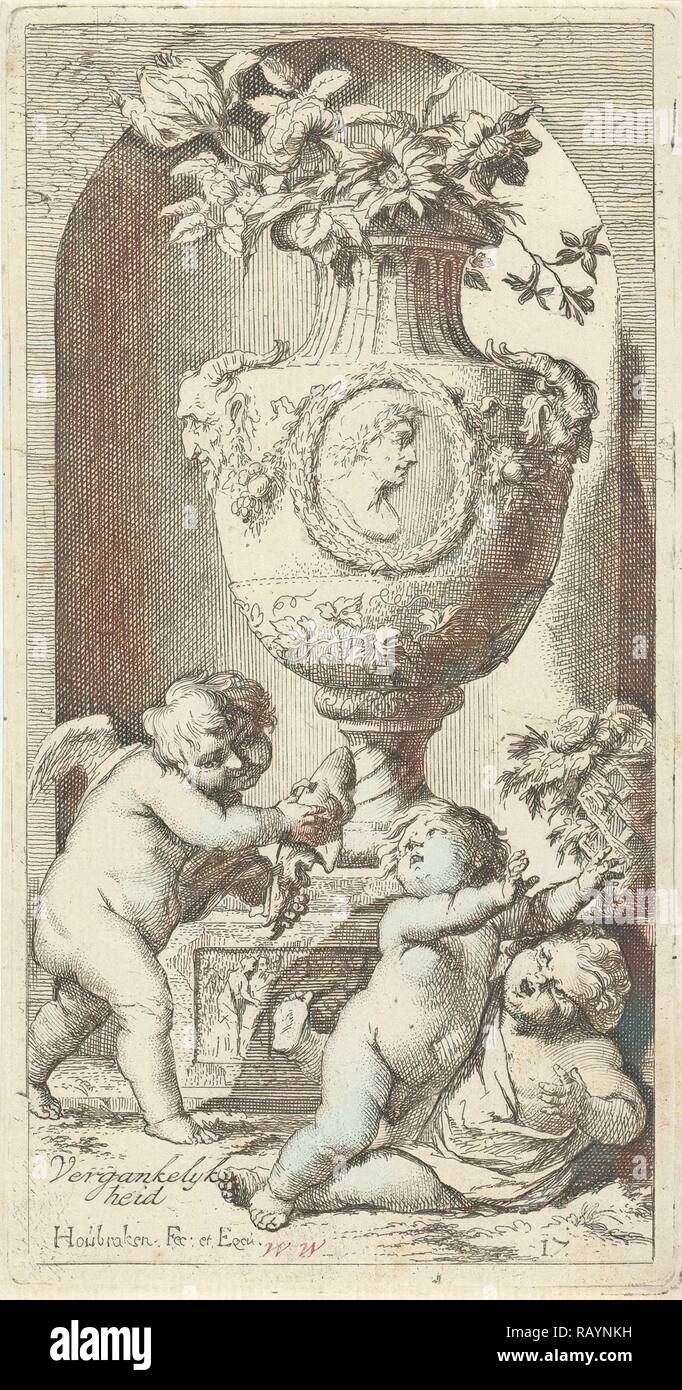 Allegoria della caducità, Arnold Houbraken, 1710 - 1719. Reinventato da Gibon. Arte Classica con un tocco di moderno reinventato Foto Stock