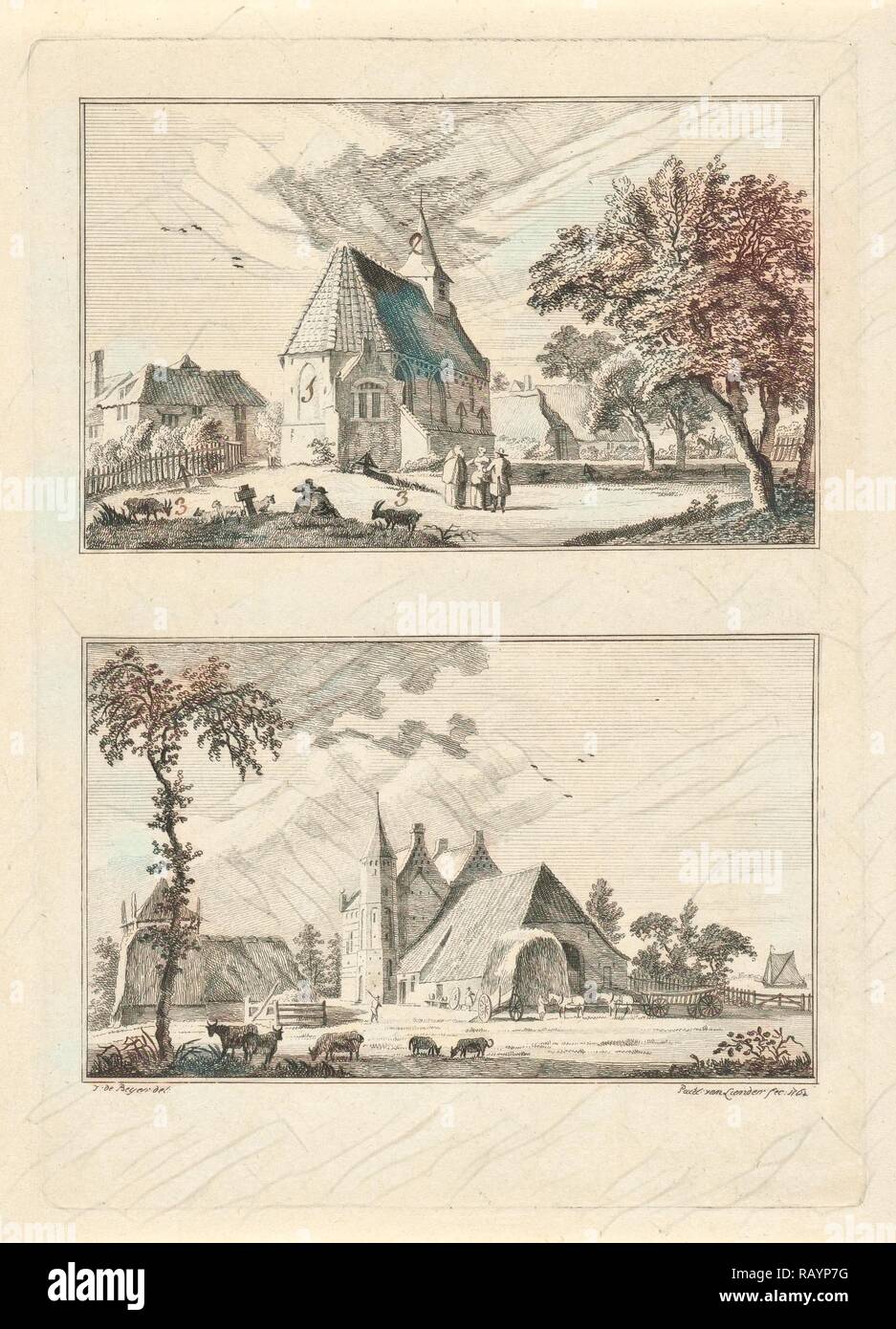 Cappella in Loo e casa Loowaerd, Paesi Bassi, Paulus van Liender, 1762. Reinventato da Gibon. Arte Classica con un reinventato Foto Stock