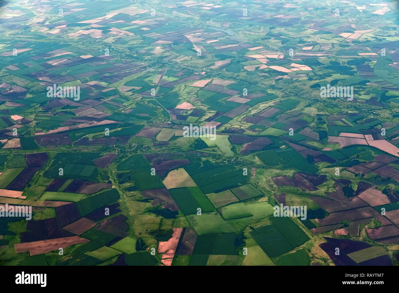 Farmland dal grande altezza nel Territorio di Krasnodar di Russia Foto Stock