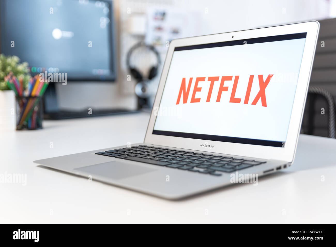 Wroclaw, Polonia - Dic 14, 2018: Netflix è un fornitore globale di streaming di film e serie TV Foto Stock