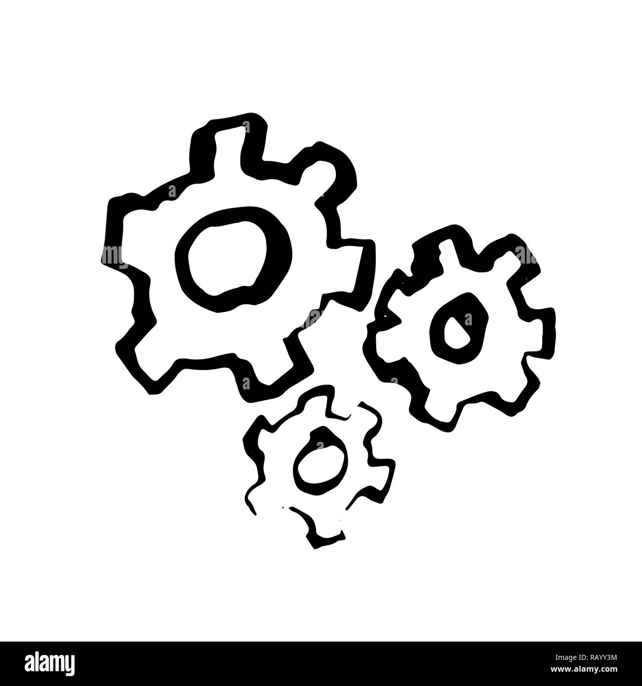 Ingranaggi icona grunge. Illustrazione Vettoriale. Illustrazione Vettoriale