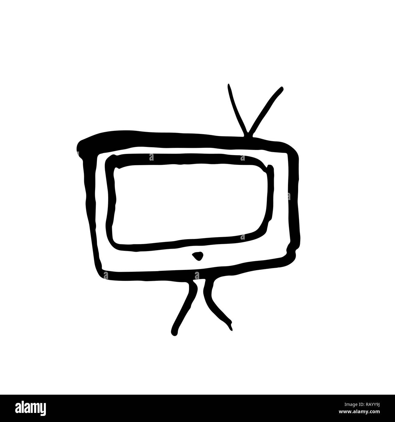 TV icona grunge. Illustrazione Vettoriale. Illustrazione Vettoriale