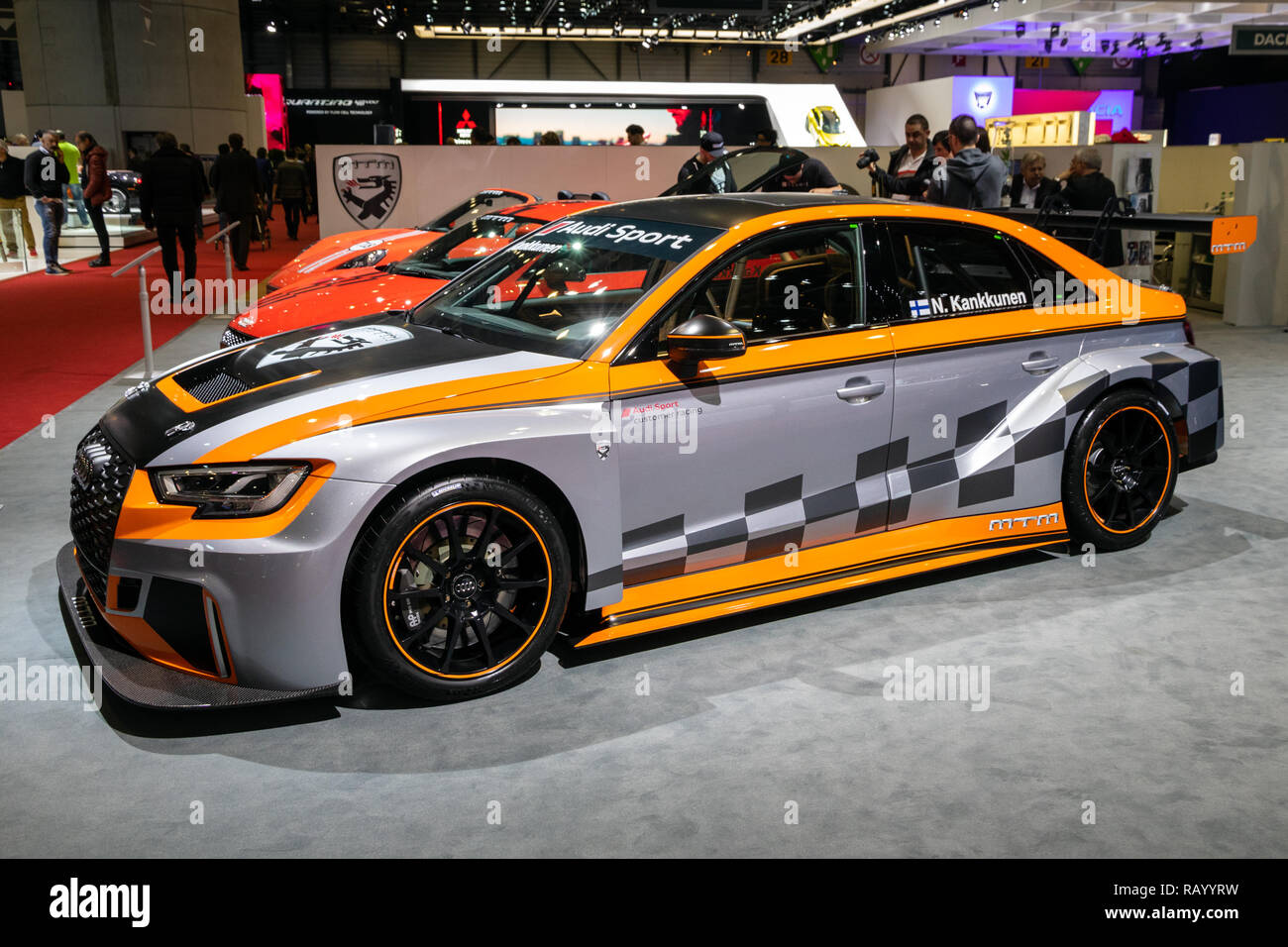 Ginevra, Svizzera - Marzo 8, 2017: Audi RS3 LMS MTM tuning auto sportiva presentati presso il 87th Geneva International Motor Show. Auto Foto Stock