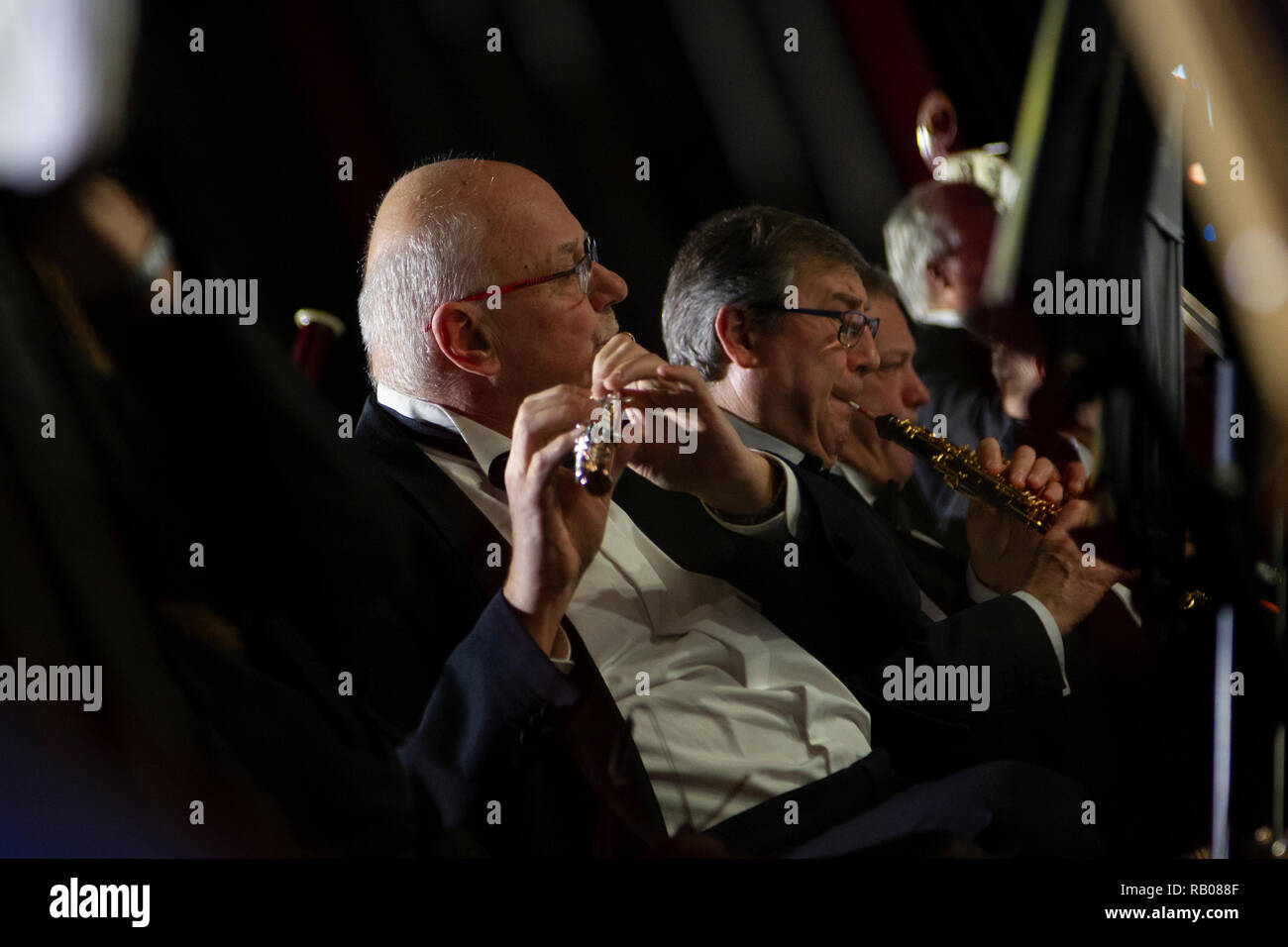 Szamotuly, Polonia 5 gen 2019. Concerto del nuovo anno di Poznan Philharmonic Orchestra di Szamotuly. Soprano - Patricia Janeckova, conduttore - Lukasz Borowicz.. Credito: Slawomir Kowalewski/Alamy Live News Foto Stock