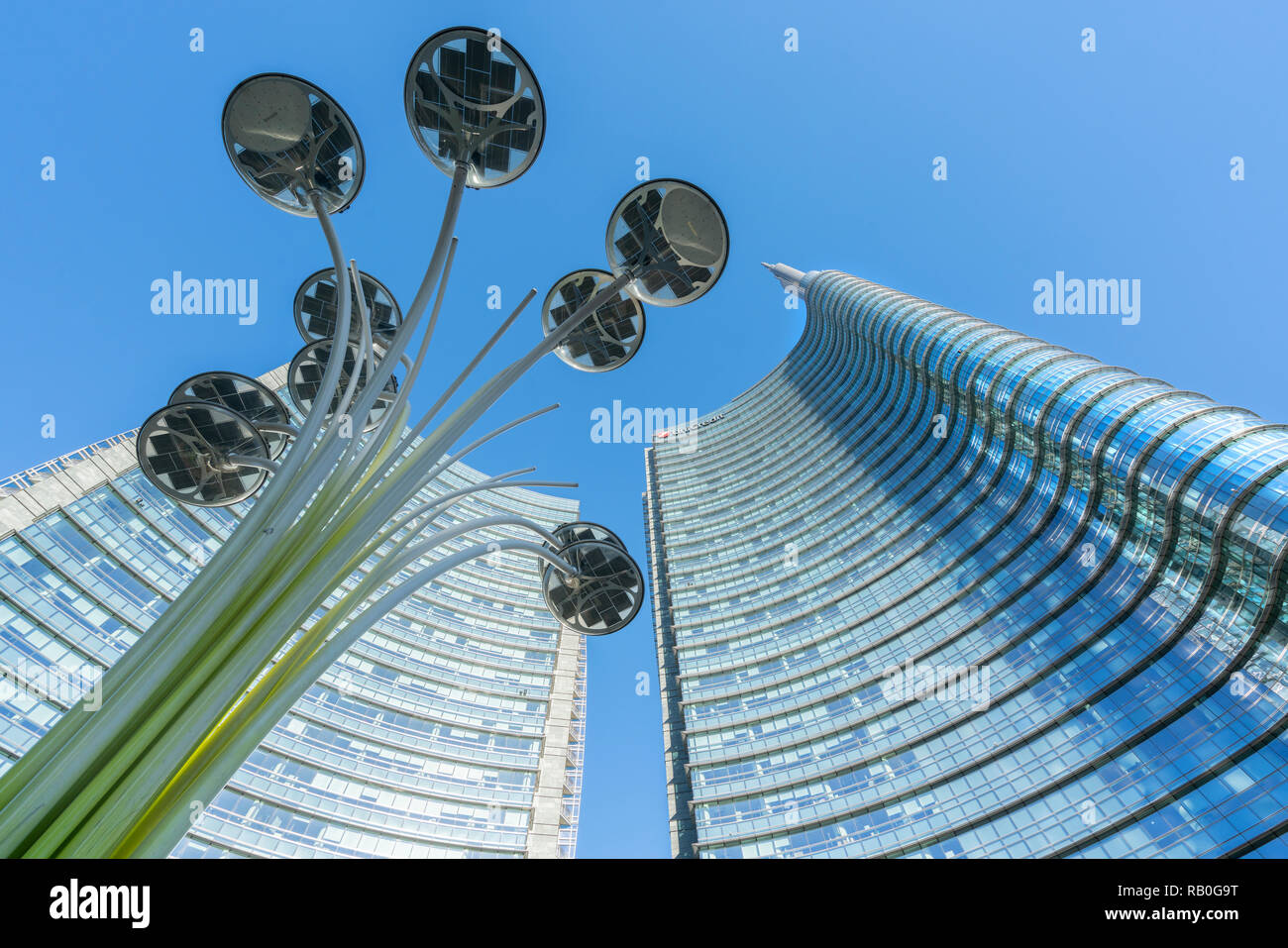 Unicredit torre progettata da architetto Cesare Pelli nel quartiere Isola a Milano, Italia Foto Stock