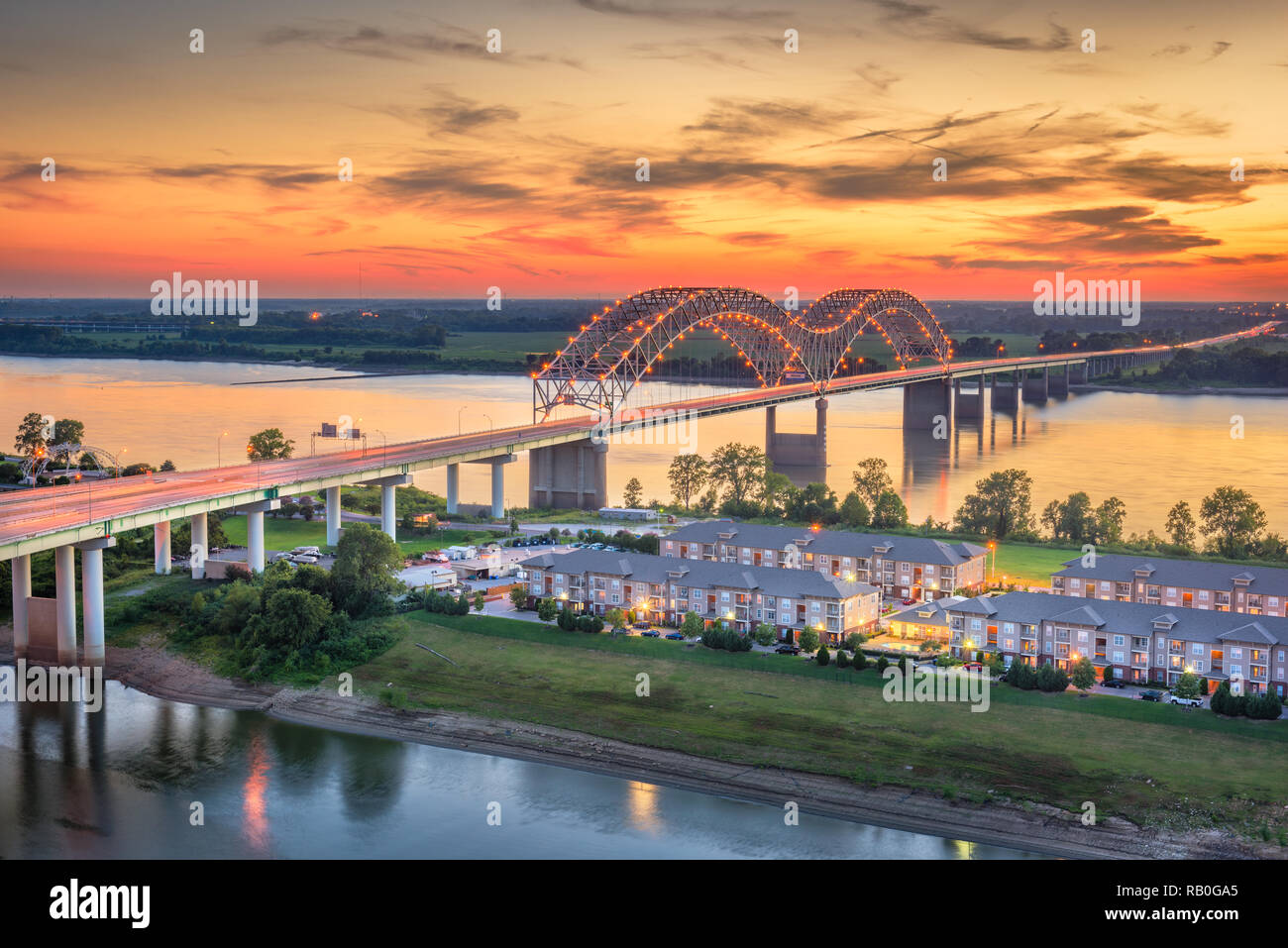 Memphis, Tennessee, Stati Uniti d'America a Hernando De Soto Bridge. Foto Stock