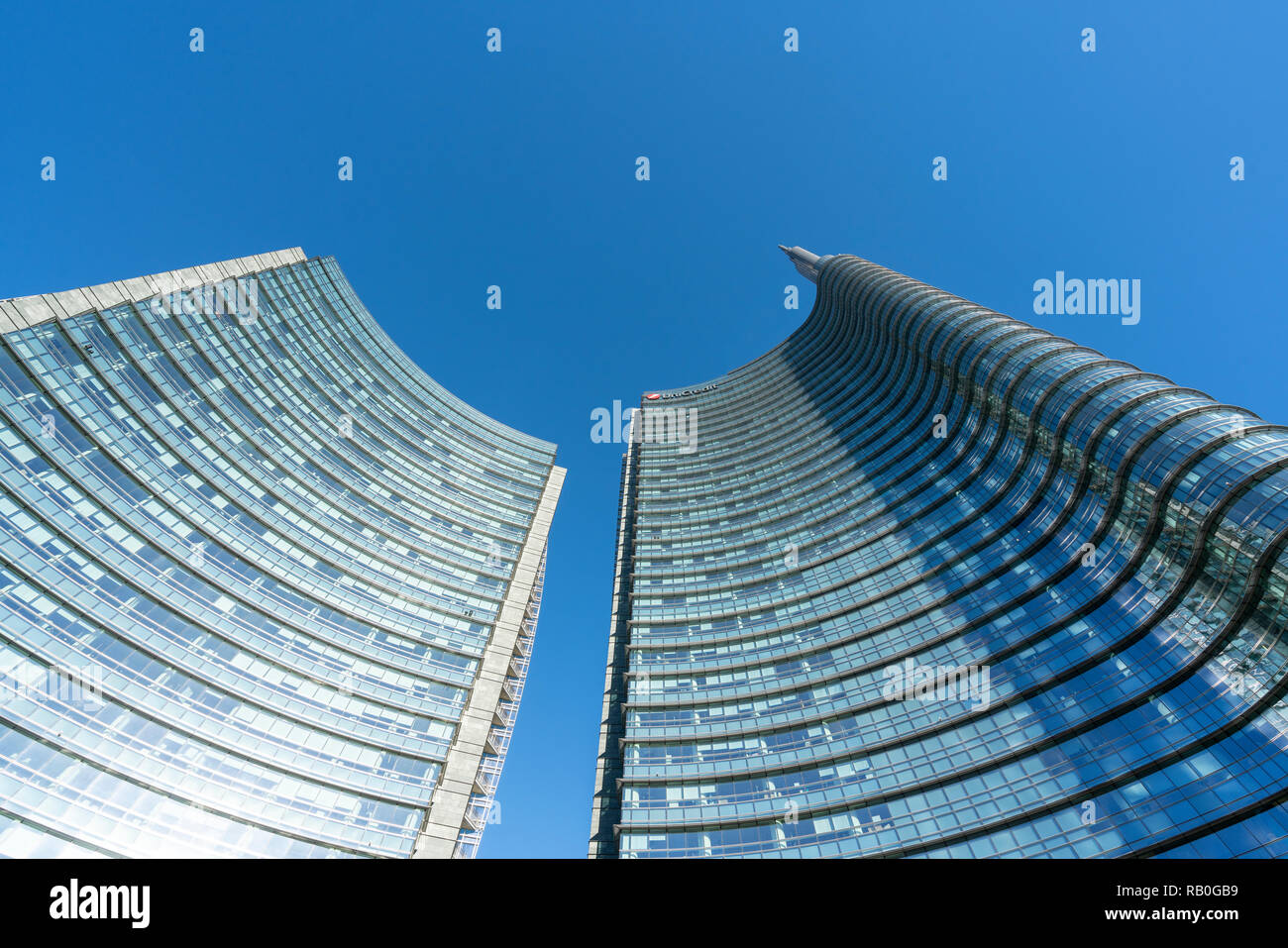 Unicredit torre progettata da architetto Cesare Pelli nel quartiere Isola a Milano, Italia Foto Stock