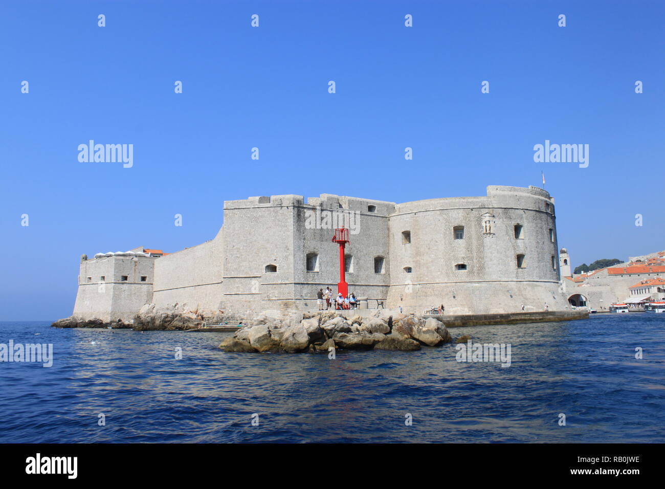 Vista del paese vecchio di Dubrovnik pareti, Croazia Foto Stock