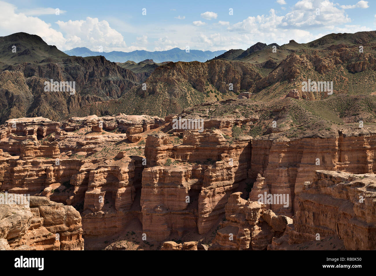 Charyn Canyon in Kazakistan noto per i suoi interessanti formazioni rocciose. Foto Stock