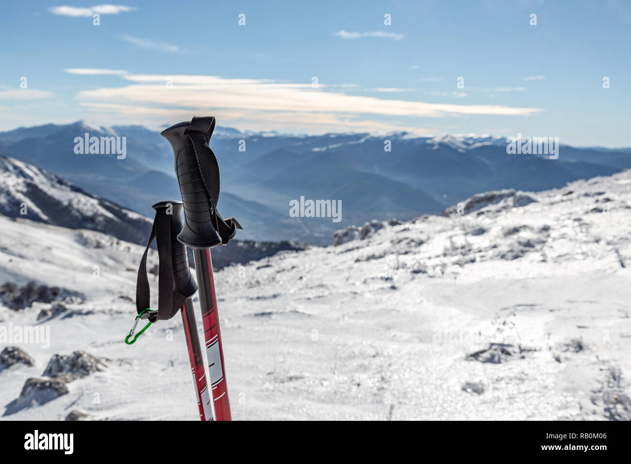 Bastoncini da trekking, Abruzzo Foto Stock