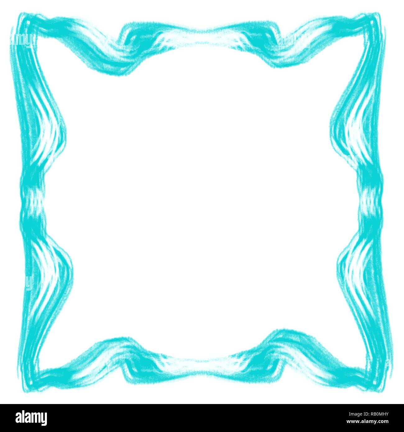 Blu Turchese acquerello art nouveau telaio modello di frontiera, Illustrazione Vettoriale