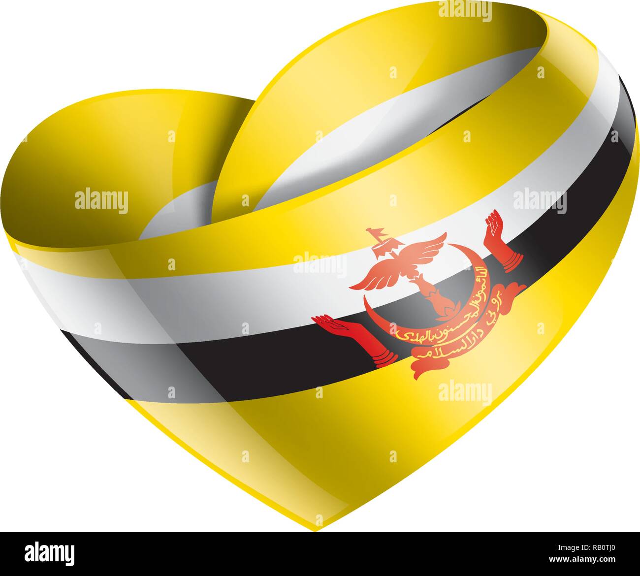 Bandiera Brunei, illustrazione vettoriale su sfondo bianco Illustrazione Vettoriale