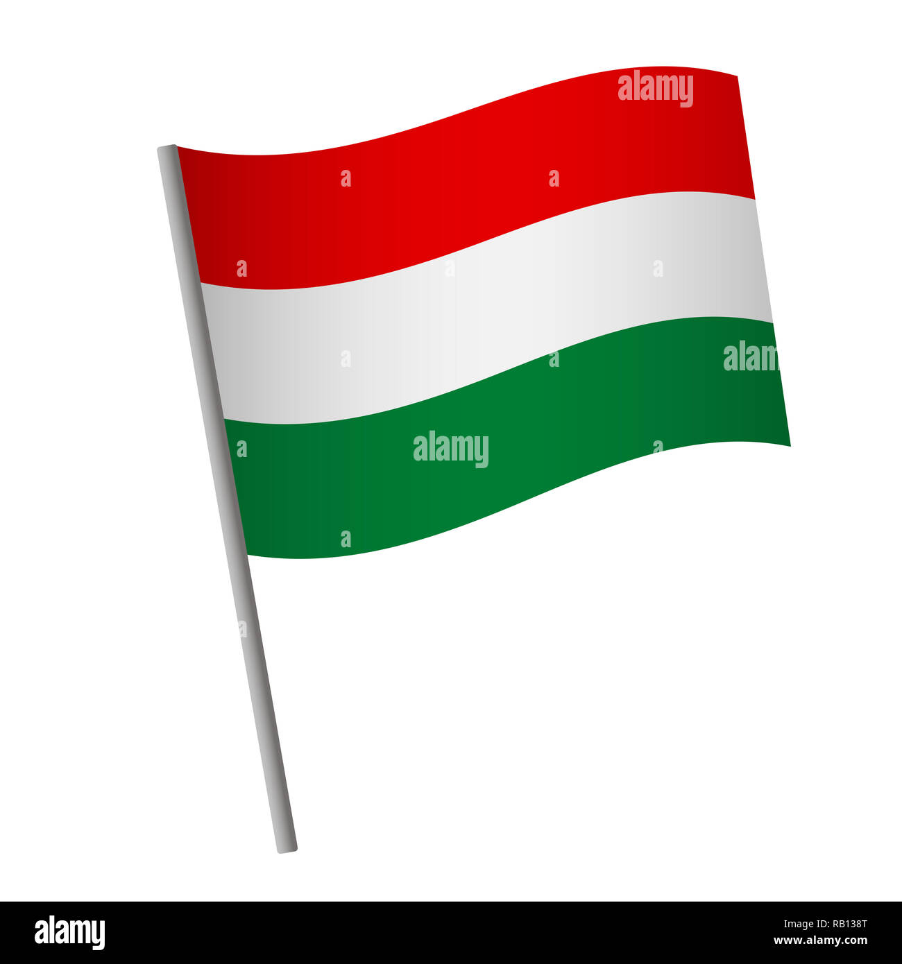 Ungheria icona bandiera. Bandiera nazionale di Ungheria su un palo illustrazione. Foto Stock